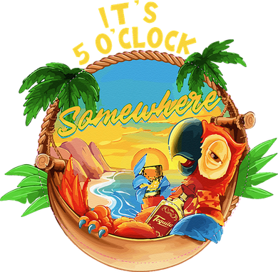 It Is 5 O'clock Somewhere Parrot Drinking Summer Vacation Women's Long Sleeve Shirt