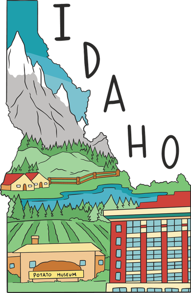 Idaho Landscape Map Ornament