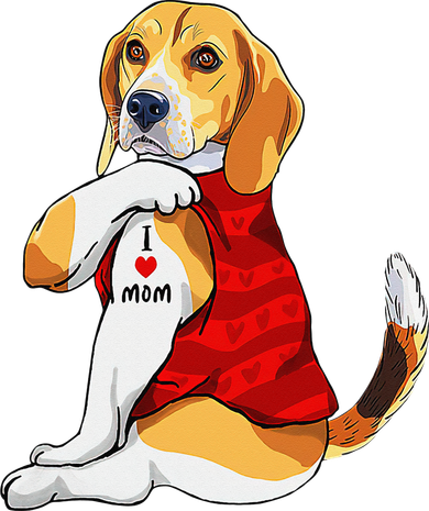 I Love Mom Tattoo Beagle Dog Lover Bucket Hat
