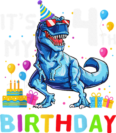 Its My 4th Birthday Happy 4 Year TRex Doggie Tank