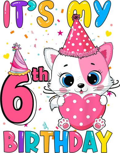 It's My 6th Birthday Girl Funny Cat Birthday 6 Year Old Bucket Hat
