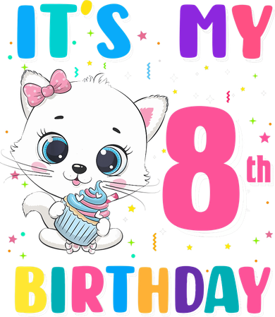 It's My 8th Birthday Girl Funny Cat Birthday 8 Year Old Toddler Hoodie