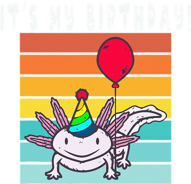 Its My Birthday Axolotl Party Hat & Balloon Kids T-Shirt