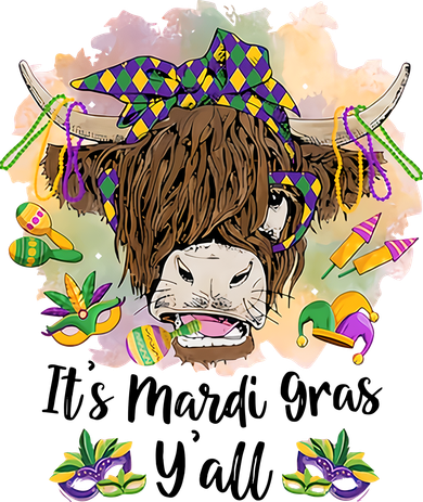 It's Mardi Gras Y'all Heifer Cow Farmer Farming Funny Mousepad