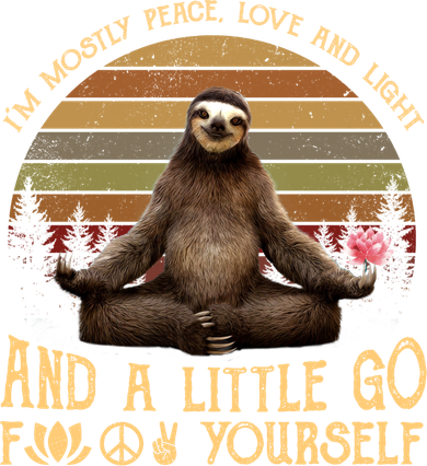I'm Mostly Peace Love And Light Yoga Funny Sloth Vintage Gift Doggie Tank