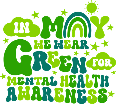 In May We Wear Green Retro Mental Health Awareness Month Mousepad