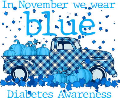In November We Wear Blue Diabetes Awareness Button