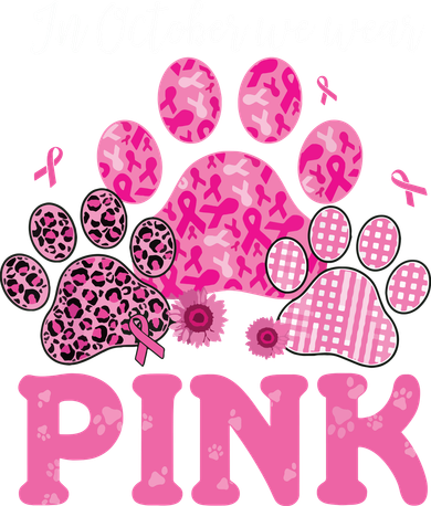 In October We Wear Pink Dog Cat Paw Breast Cancer Awareness Women's Tank Top