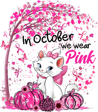 In October We Wear Pink Leopard Cat Breast Cancer Awareness Women's Tank Top