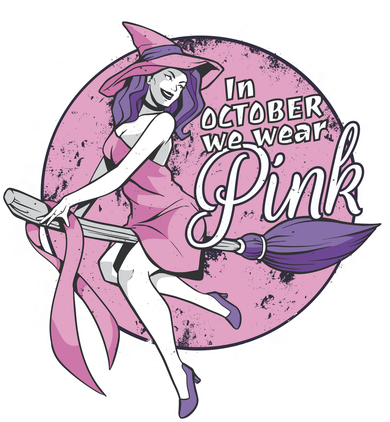 In October We Wear Pink Breast Cancer Witch Halloween Tank Top