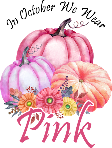 In October We Wear Pink Pumpkin Floral Breast Cancer Beanie