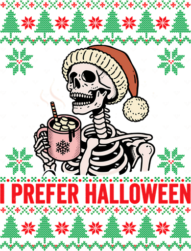 I Prefer Halloween Christmas Sweater Funny Holiday Ugly Xmas Sweatshirt Kids Long Sleeve Shirt