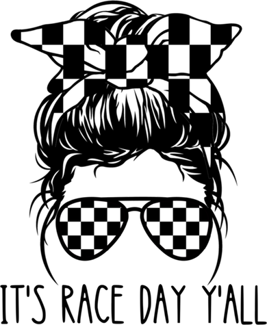 It's Race Day Y'all Checkered Flag Messy Bun Racing Lovers Great Gift Baby Bodysuit