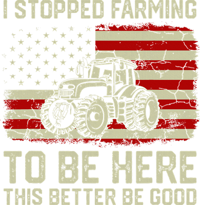 I Stopped Farming To Be Here Tractor Vintage American Flag Kids T-Shirt