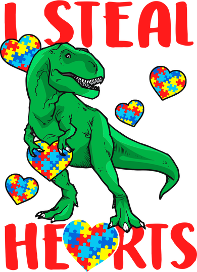 I Steal Hearts Autism Awareness Dinosaur Toddler Hoodie