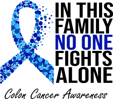 In This Family No One Fights Alone Colon Cancer Ribbon Women's Hoodie