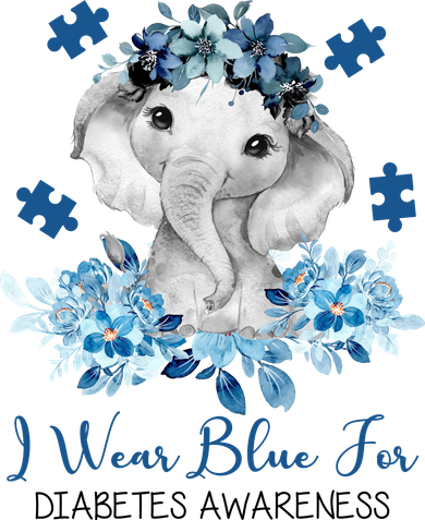 I Wear Blue For Diabetes Awareness Elephant Button