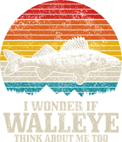 I Wonder If Walleye Think About Me Vintage Fishing Walleye Toddler T-Shirt
