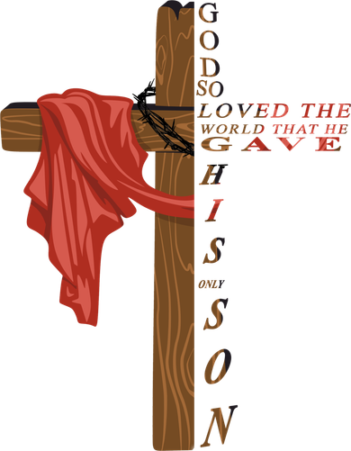 John 3:16 Christian Cross Bible Button