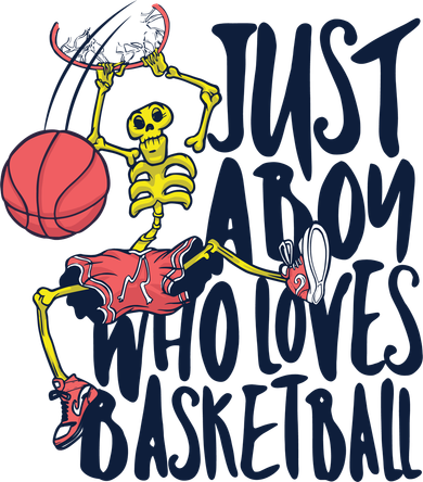 Just A Boy Who Loves Basketball Skeleton Button