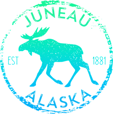 Juneau Alaska Moose Gradient Distressed Souvenir T-Shirt