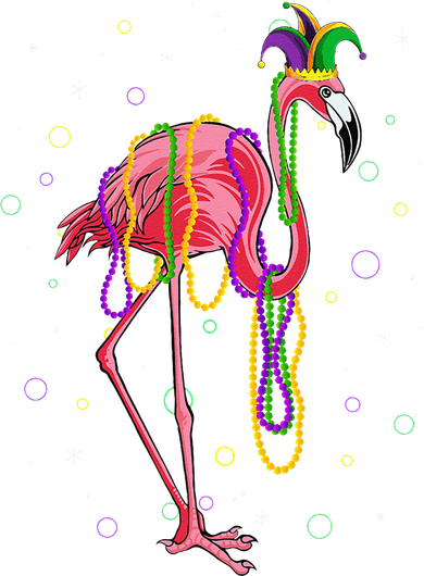Jester Flamingo & Beads Mardi Gras Fat Tuesday Parade Pajama Set