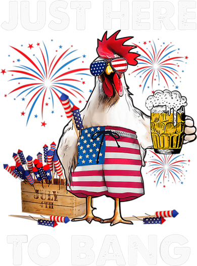 Just Here To Bang USA Flag Funny 4th Of July Chicken Beer 11oz C Handle Ceramic Mug