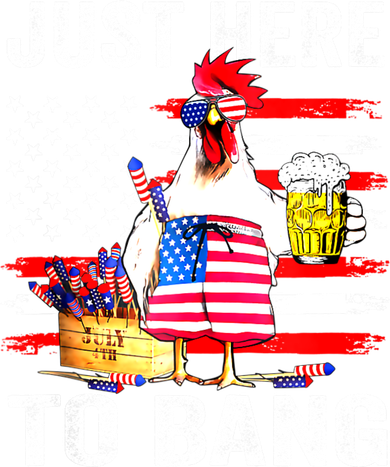 Just Here To Bang USA Flag Chicken Beer Firework 4th Of July Beanie