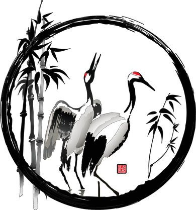 Japanese Ink Painting Cranes Bamboo Birds Women's Tank Top