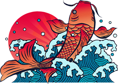 Japanese Koi Fish Breaching The Water Sunset Baby Bodysuit