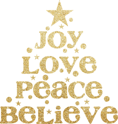 Joy Love Peace Believe Christmas Tree Kids Hoodie