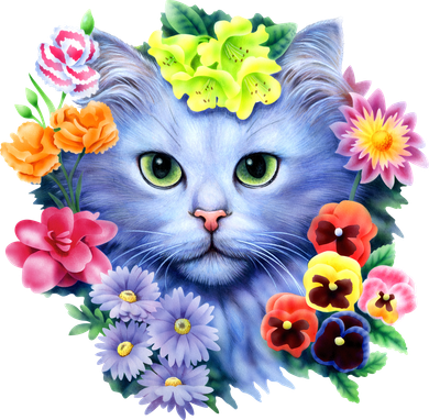 Cat Face With Flowers Doggie Tank