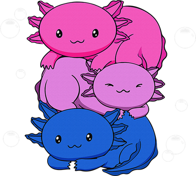 Kawaii Axolotl Pile Bisexual Pride Flag Bi LGBTQ  Women's Hoodie
