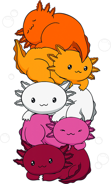Kawaii Axolotl Pile Lesbian Pride Flag LGBTQ Kids Sweatshirt