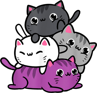 Kawaii Cat Pile Asexual Pride Kids Sweatshirt