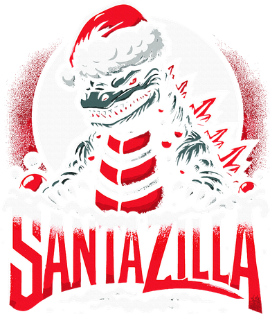 Kaiju Christmas Santazilla Japanese Monster Dinosaur Button
