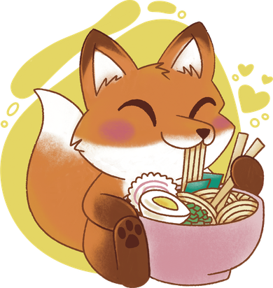 Kawaii Fox Eating Ramen Doggie Tank