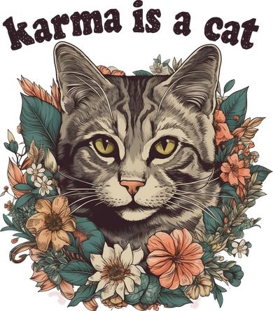 Karma Is A Cat Retro Floral Coffee Mug