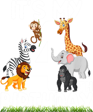 Kids It's My 4th Birthday Zoo Jungle Safari 4 Years Old Animals Women's Tank Top