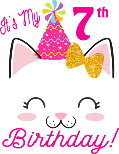 Kids Its My 7th Birthday Shirt Girl Kitty Cat Theme Party Outfit Coffee Mug
