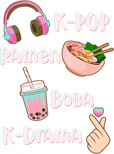 Cute K-Pop Raman Boba K-Drama Kids T-Shirt