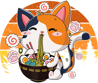 Kawaii Ra Cat Anime Japanese Neko Noodle Funny Vintage Hat