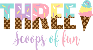 Kids Three Scoops Of Fun Ice Cream Girls 3rd Birthday Girl Outfit Kids Hoodie