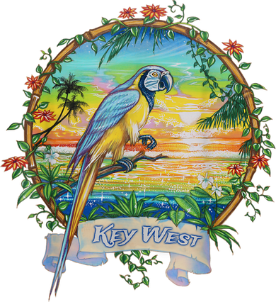 Key West, Florida Vintage Tropical Sunset Beach Parrot Women's Sweatshirt