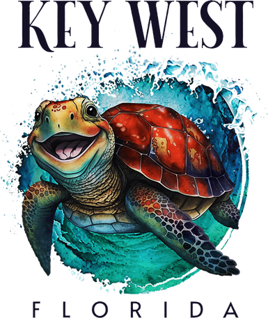Key West Florida Watercolor Happy Sea Turtle Tote Bag