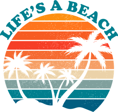 Lifes A Beach Retro Sunset Palm Tree Women's Tank Top