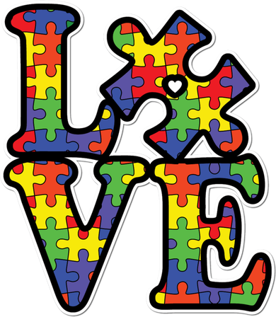 Love Autism Puzzle Piece Ceramic Ornament