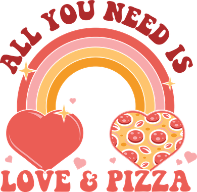 Love And Pizza Retro Valentine Gift For Valentine Day Women's V-Neck T-Shirt