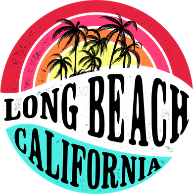 Long Beach California Retro Circle Long Sleeve Shirt