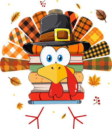 Librarian Book Lover Reader Funny Turkey Thanksgiving Fall Kids Long Sleeve Shirt
